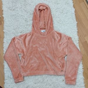 Hollister Cozy Faux Fur Pullover Crop Hoodie